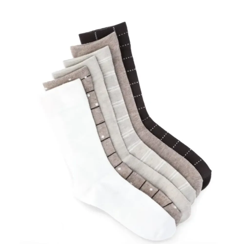 Joyspun Women's Essentials Crew Dress Socks, 6-Pack, Fits Shoe Sizes 4-10 Brown